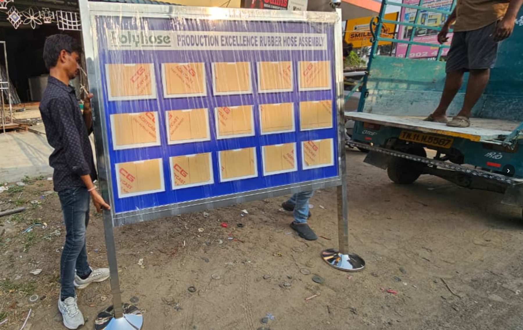 Custom industrial display board installation